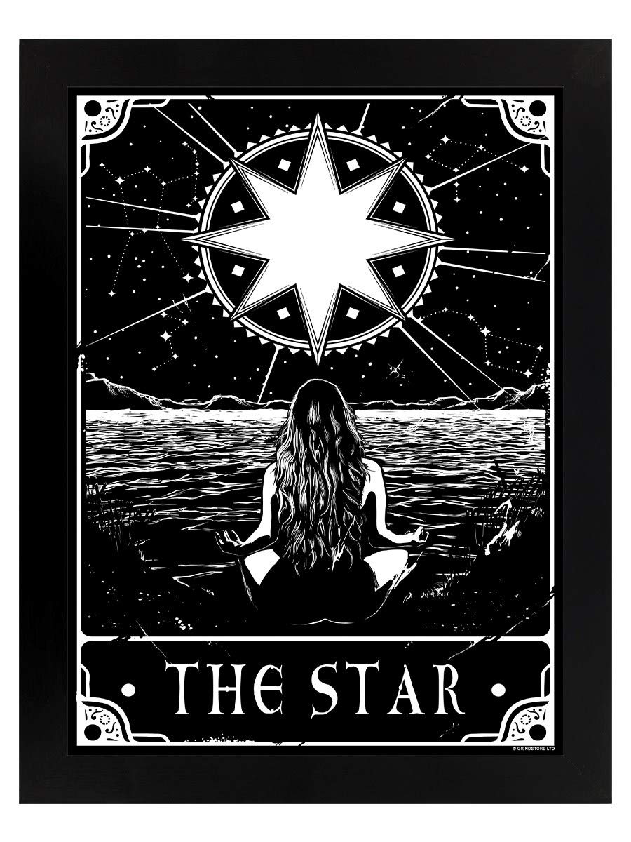 Deadly Tarot Black The Star Wooden Framed Wall Art Print 35 X 45Cm