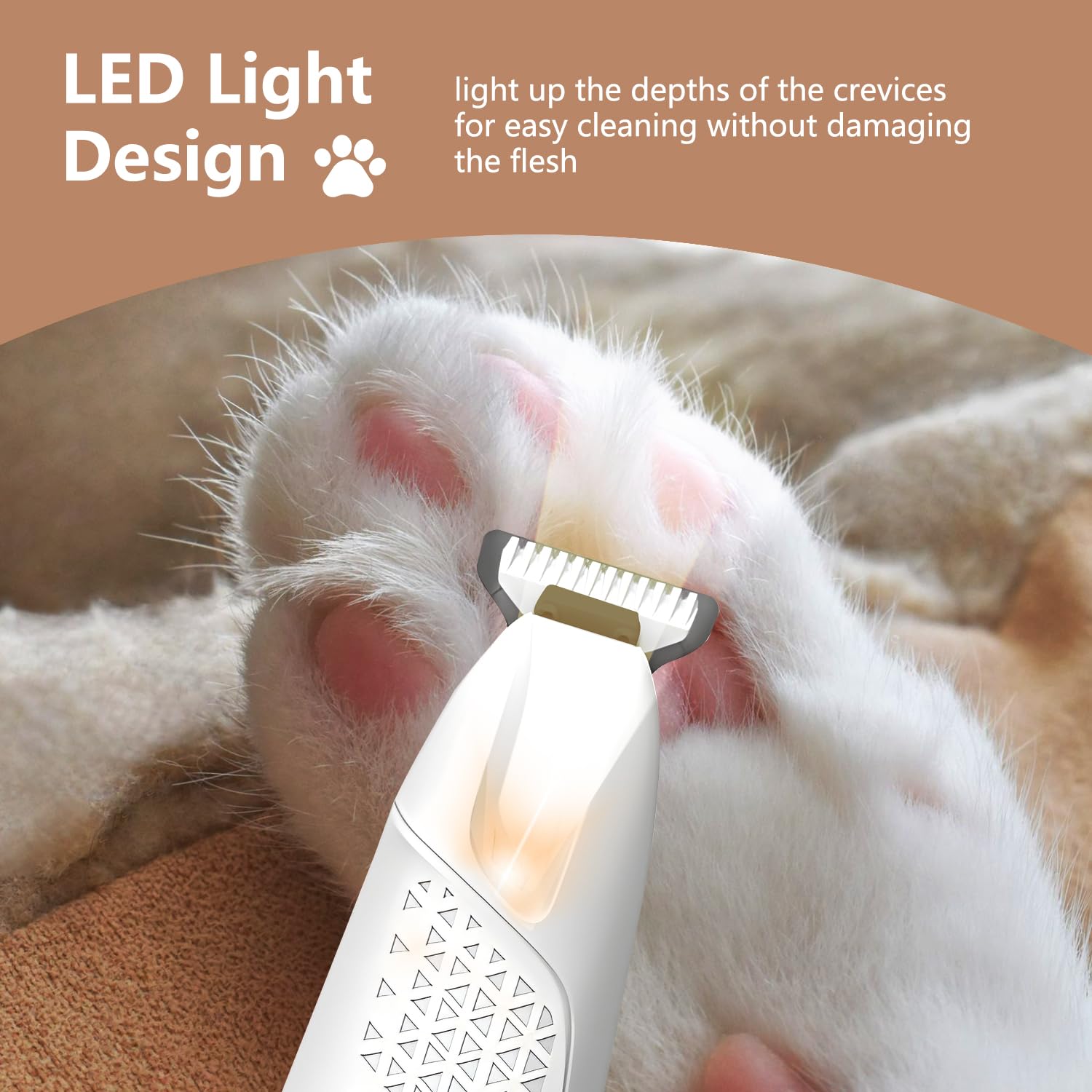 OWill Electric Dog Paw Trimmer, Waterproof Rechargeable Pet Paw Hair Trimmer with LED Light - Image 4