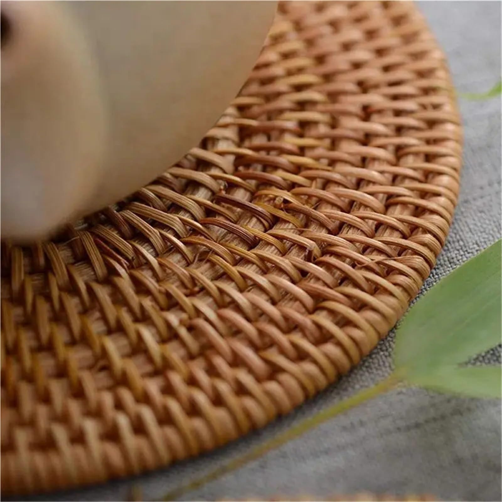 Sets de Table en Osier Napperon Ovale en rotin 10 pièces, tissé à la Main Naturel, Accessoires de cérémonie du thé, adapté Salle Manger, Cuisine, Etc