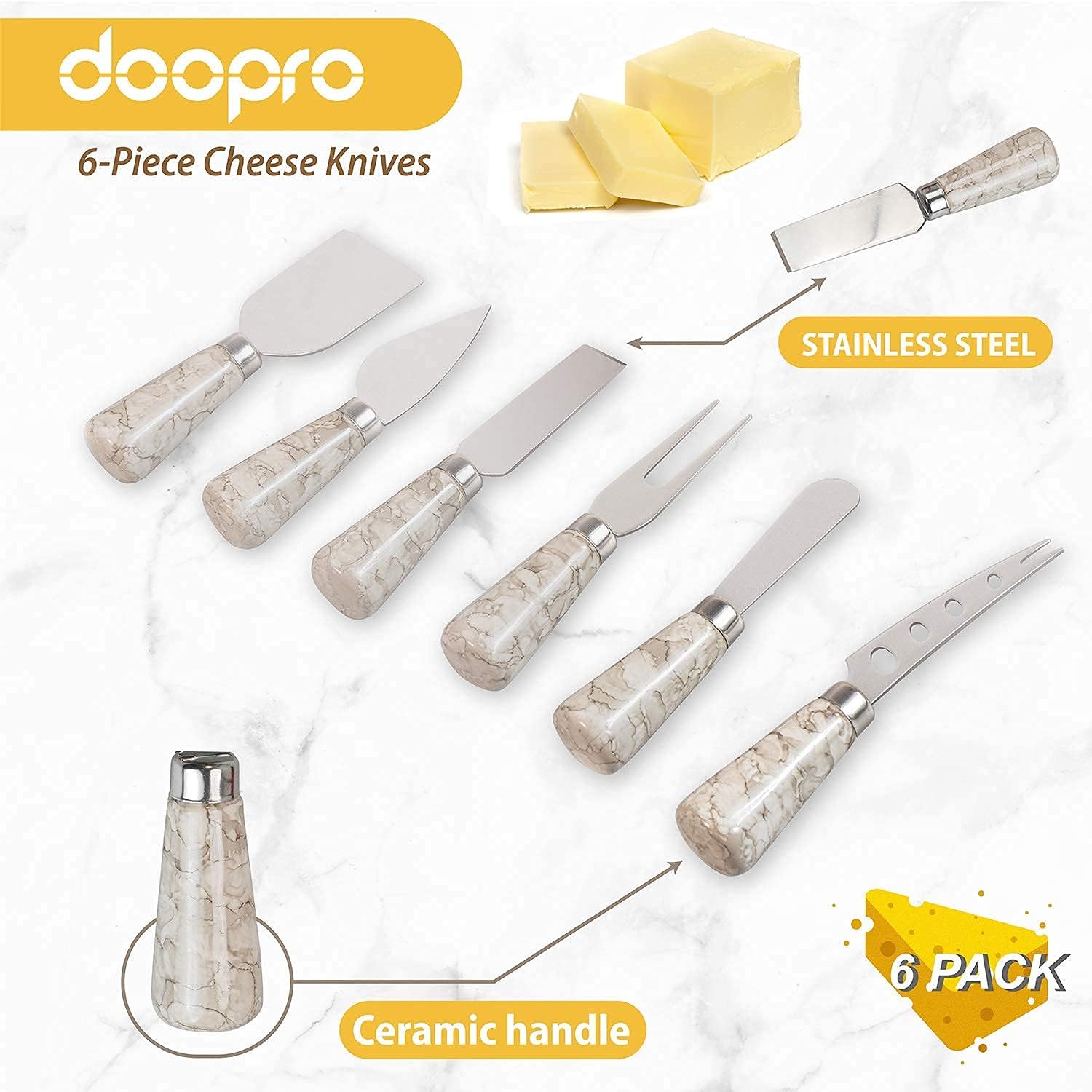 60% Off Discount Cheese Knife Set, Halloween Gift Cheese Knives 6-Pieces Stainless Steel Cheese Knife Collection with Cheese Slicer and Cheese Cutters (Ceramic handle Gift-Ready) Best Deal Cheap 🛒 Cheese Knife Set, Halloween Gift Cheese Knives 6-Pieces Stainless Steel Cheese Knife Collection with Cheese Slicer and Cheese Cutters (Ceramic handle Gift-Ready)