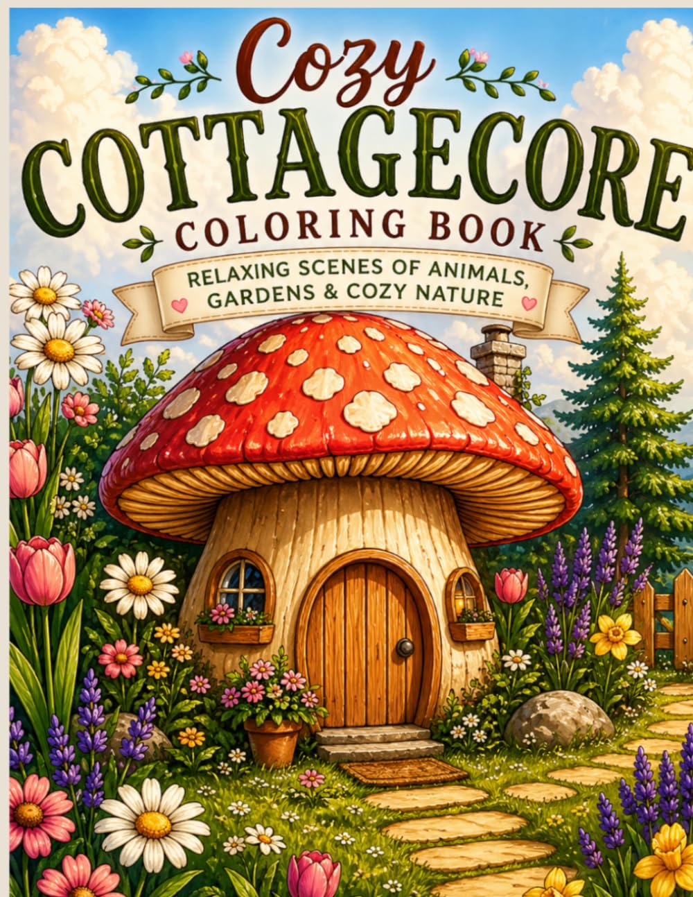 Cozy Cottagecore Coloring Book: Relaxing Scenes of Animals, Gardens & Cozy Nature