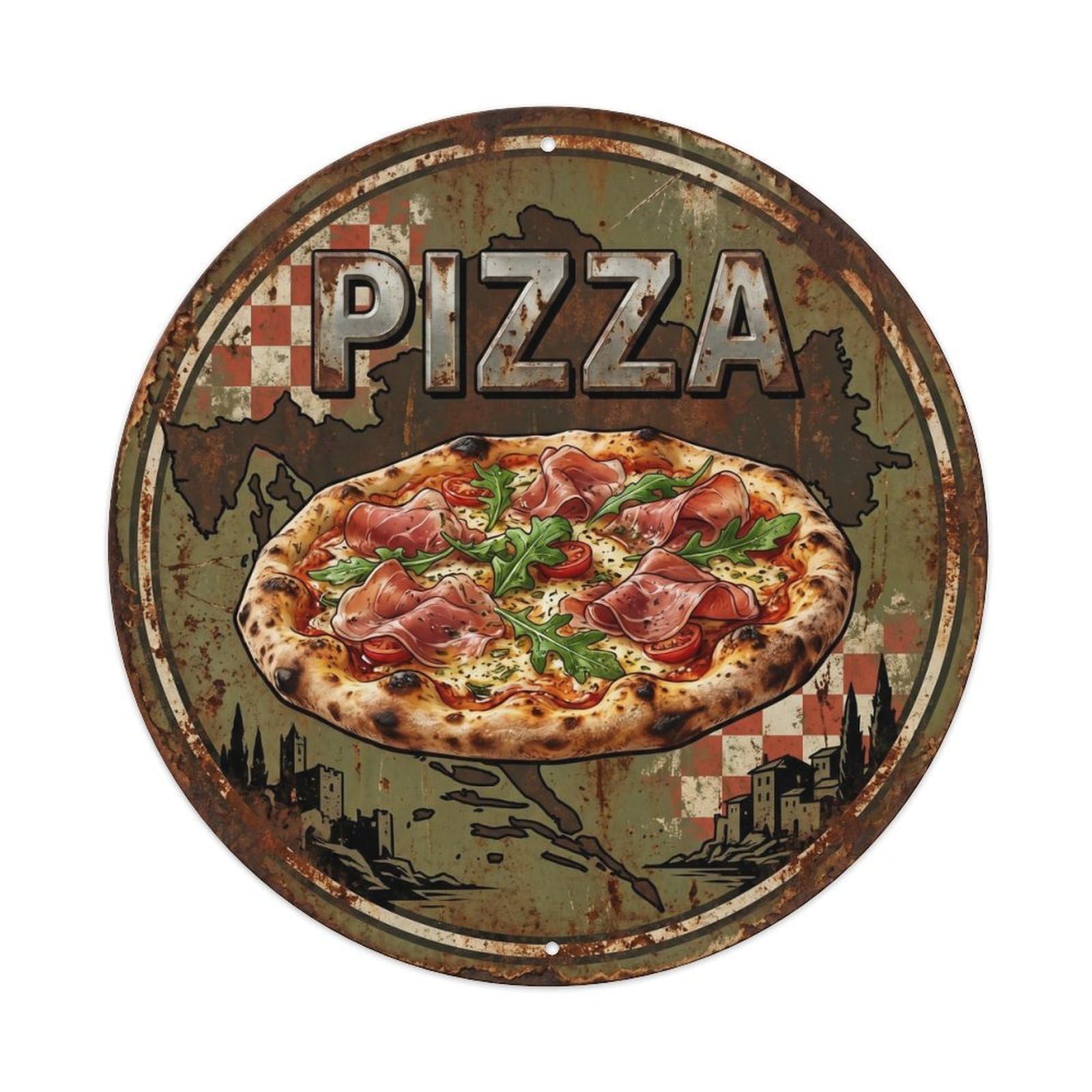 Restaurant Kitchen Italian Pizza European Food Rustic Metal Tin Sign