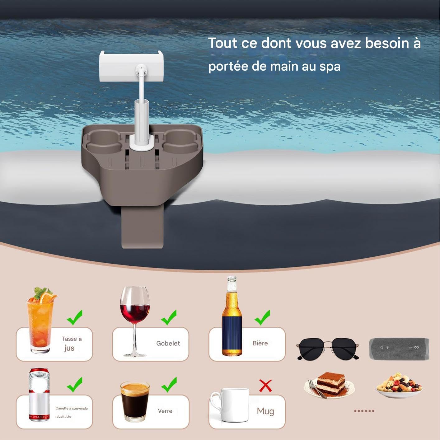 Caddy Spa réglable Plateau de Table d'appoint pour Baignoire 5,9-9,8 Pouces