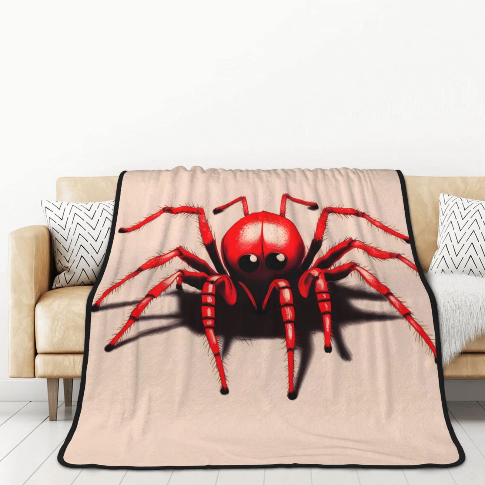 Couverture en flanelle araignée rouge double face pour lit et voiture