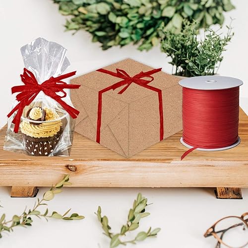 Miniatura 2 de Jillson Roberts - Cinta de rafia de papel ecológico a granel, color rojo, carrete de 1000 yardas (BPR09)