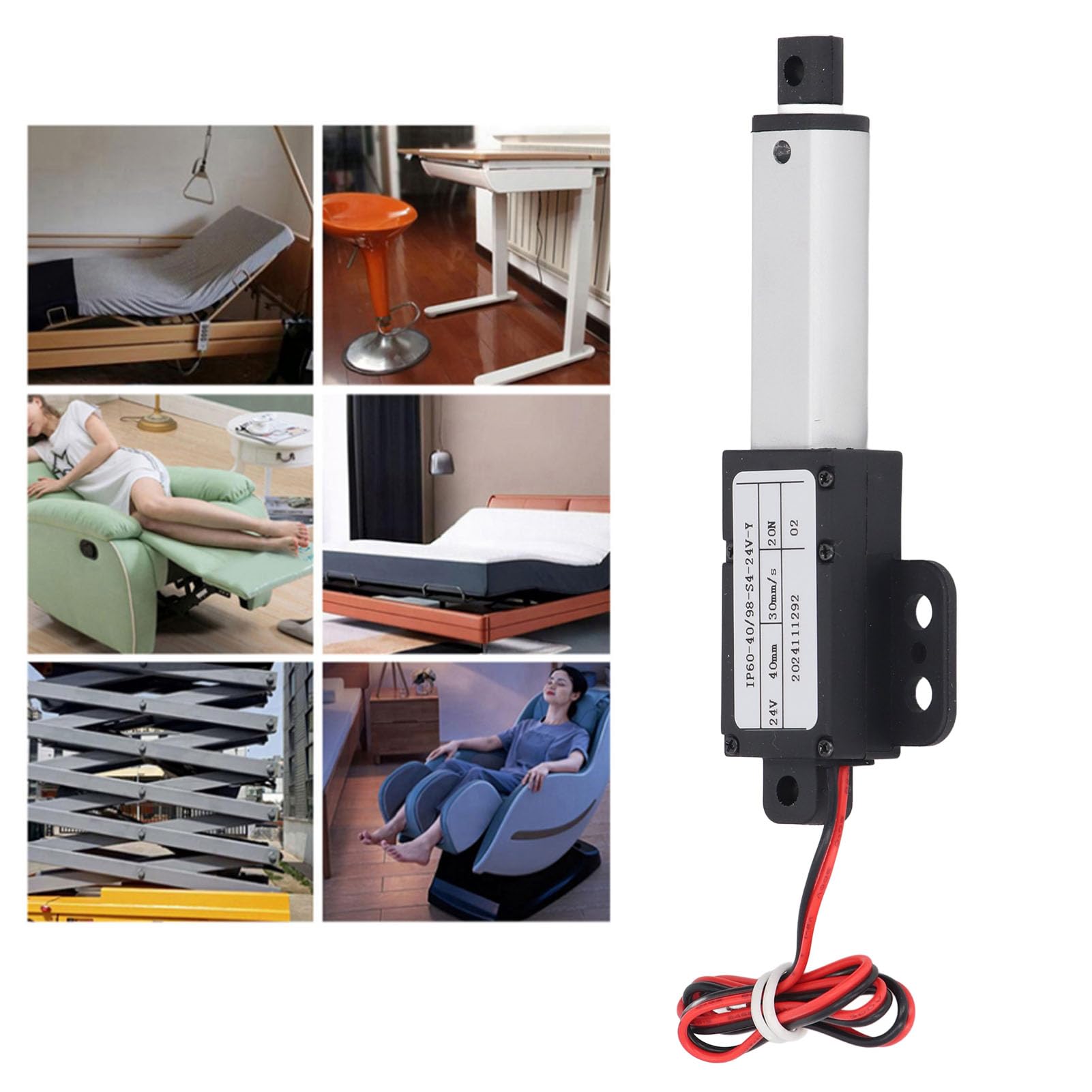 Elektrischer Mini-Linearaktuator, 24 V DC, 50 Mm Hub, 20 N Schub, 30 Mm/s Geschwindigkeit, Linearer Bewegungsaktuator, Mini-Linearaktuator mit Flügel für Lüfterflügel, Schränke