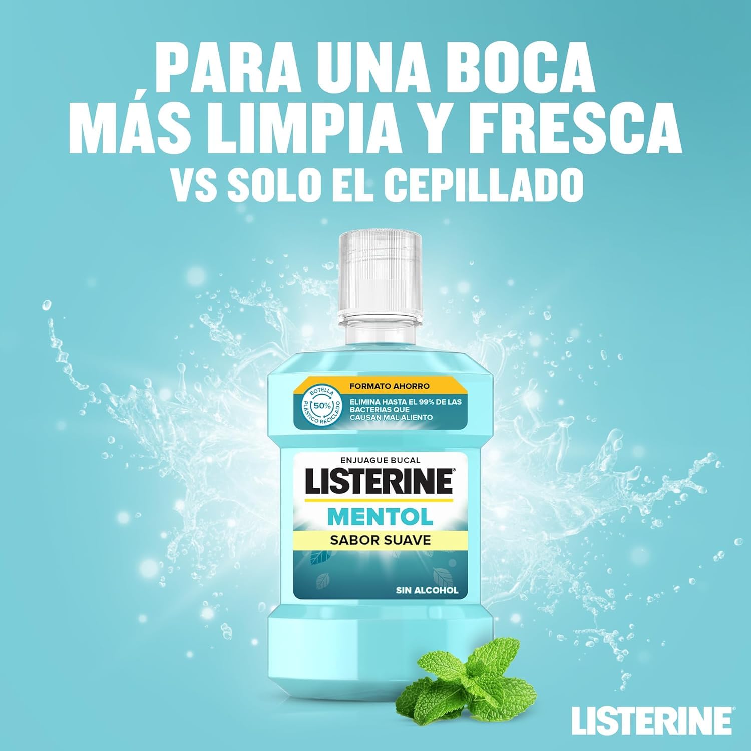 Listerine Płukanie jamy ustnej Mentol, Miękki smak, 1000 ml x 2