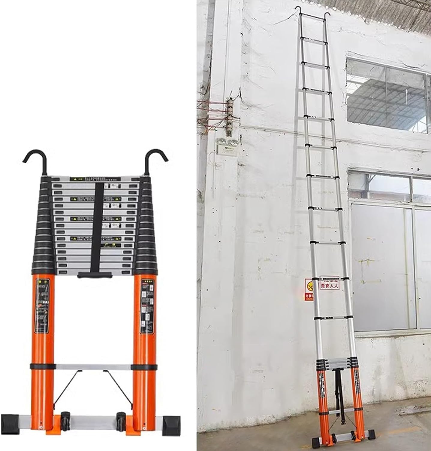 SAFWEL Collapsible Ladder Step Folding Aluminium Ladder 3.8m 5m 5.4m 6.2m 7m 7.6m 8m Long Ladders Extendable, Non-Slip Telescope Ladder for Loft Home Rooftop RV, Load 150kg (Size : 8m/26ft)