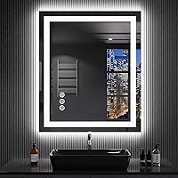 Vista 1 de Loaao Espejo de baño con LED y luces, 30 x 36 pulgadas, antiempañamiento, regulable, retroiluminación RGB, iluminación frontal, espejo de tocador