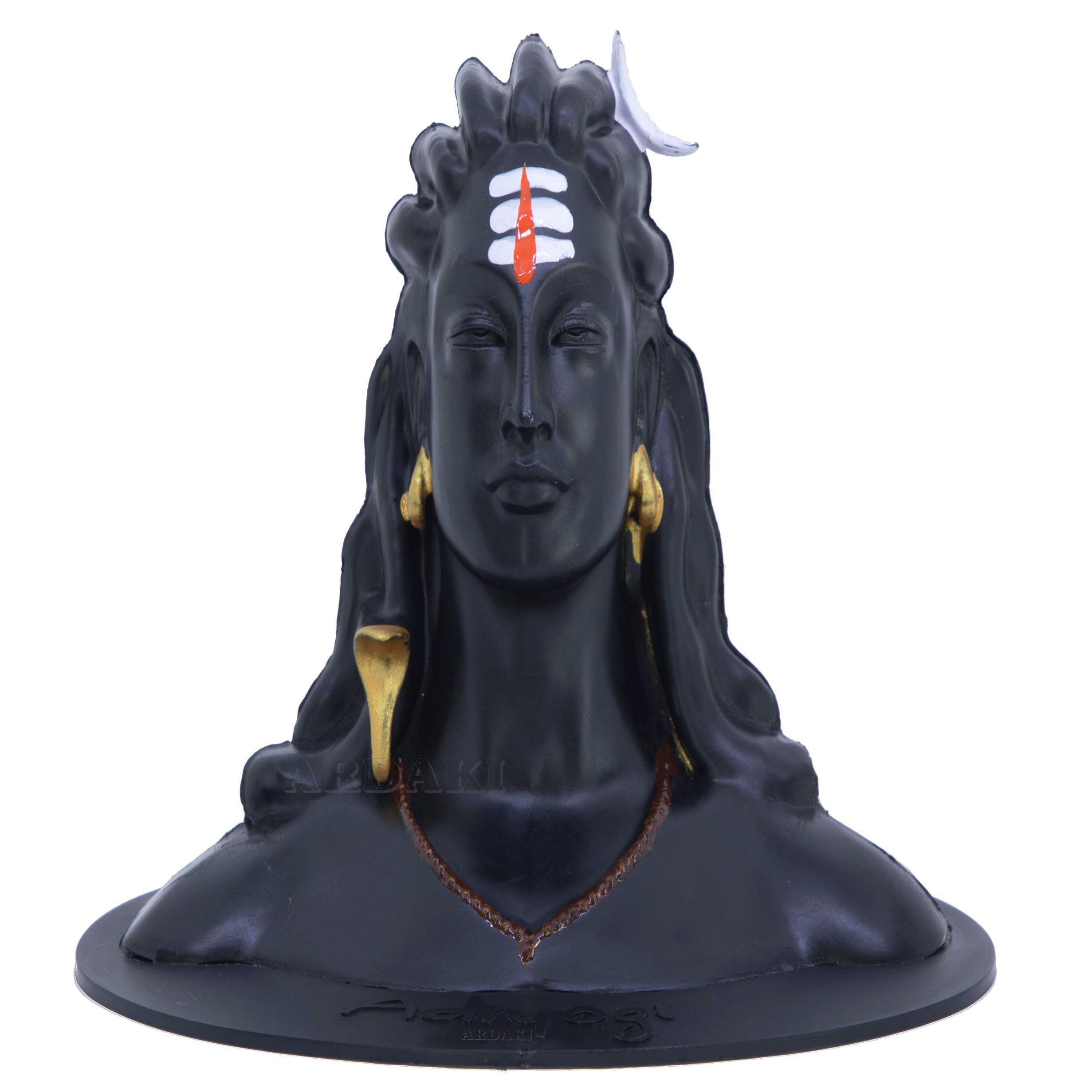 ARDAKI Adiyogi Shiva Statue for Car Dashboard Home Office, Mahadev Murti, God Idols, Showpieces, Home Decor, Car Dashboard Accessories, Pooja & Gift (White&Orange Tilak, Unbrekable Plastic)