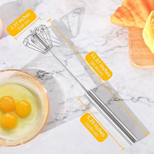 Miniatura 5 de Newness Batidor de huevos, 2 unidades Licuadora de acero inoxidable para el hogar, herramienta versátil para batidor de huevos, espumador de leche,