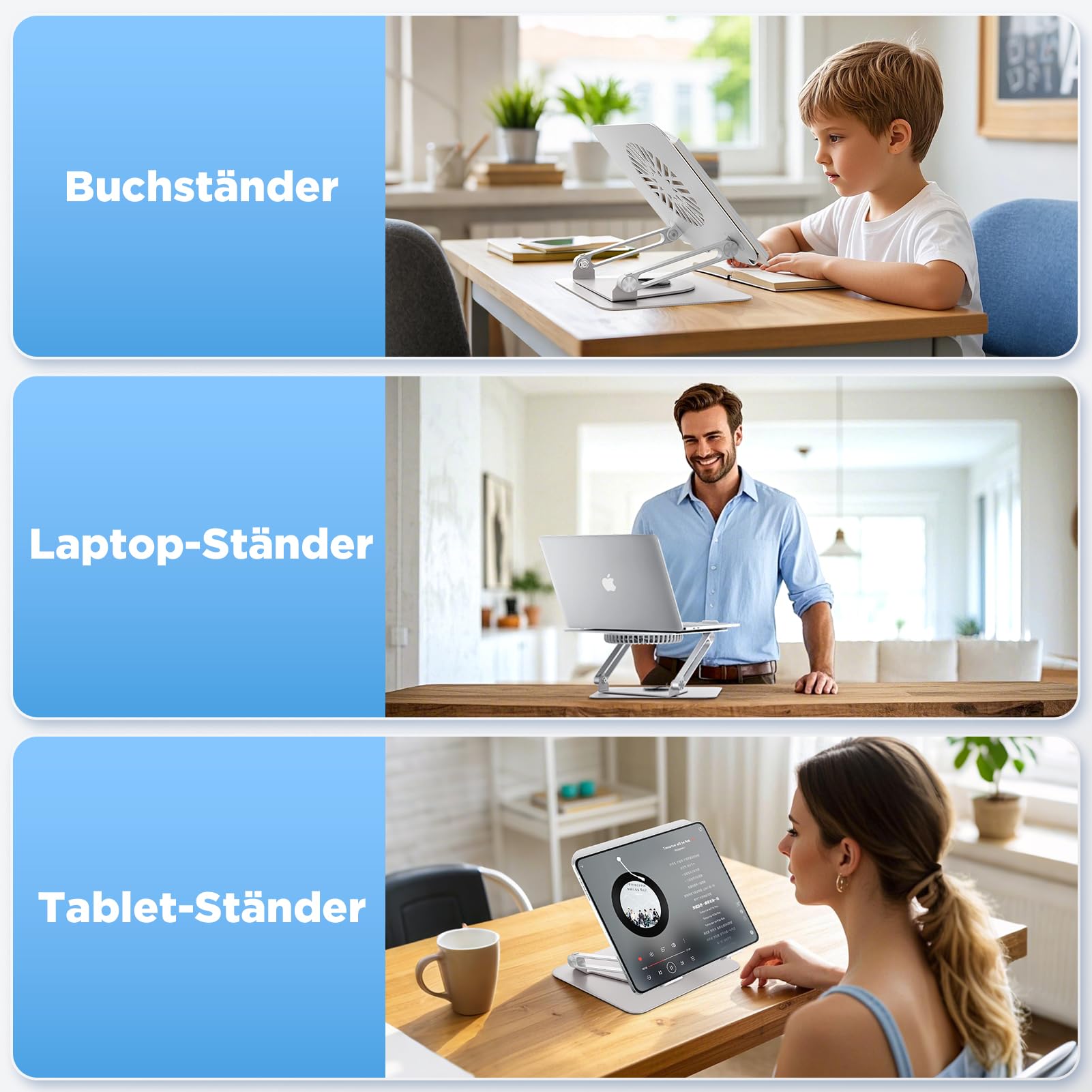ICARE Laptop Ständer mit Magnetischem RGB Laptop Kühler, 360° drehbar, 10KG Tragkraft und 18dB Leise, ergonomischer Halterung für Laptops und Tablets bis 16 Zoll