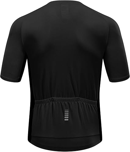 Miniatura 2 de Przewalski Camiseta de ciclismo para hombre, manga corta, cremallera completa, con 3 bolsillos traseros, transpirable