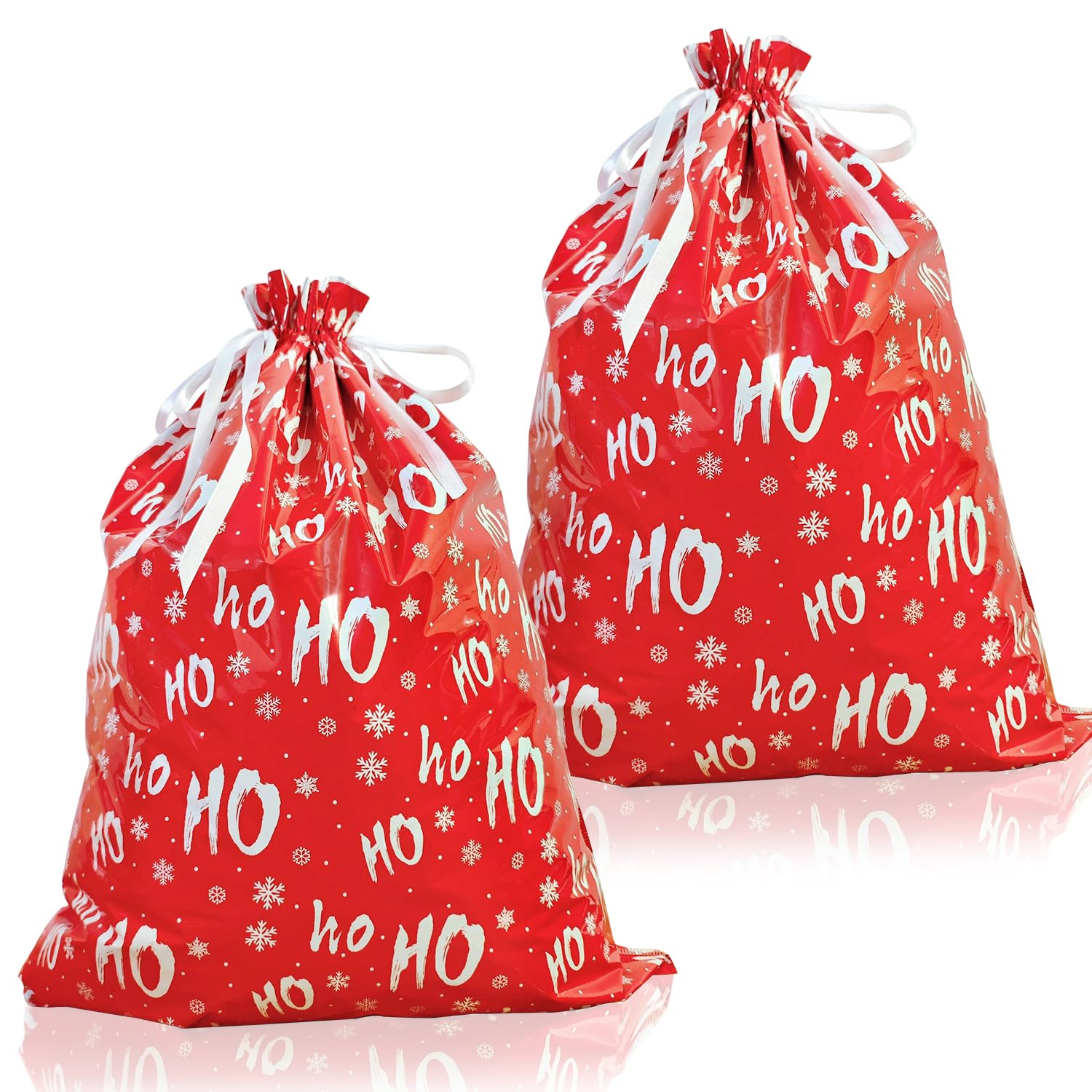 53 * 70cm Christmas Bags Red,2Pcs Drawstring Gift Bags,Extra Large Xmas Gift Bags for Presents Christmas