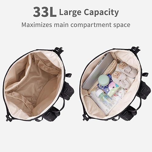 Miniatura 4 de CEI-CEI Mochila de neopreno para pañales con cambiador, bolsas de maternidad grandes para bebés recién nacidos, bolsa de viaje con bolsillos
