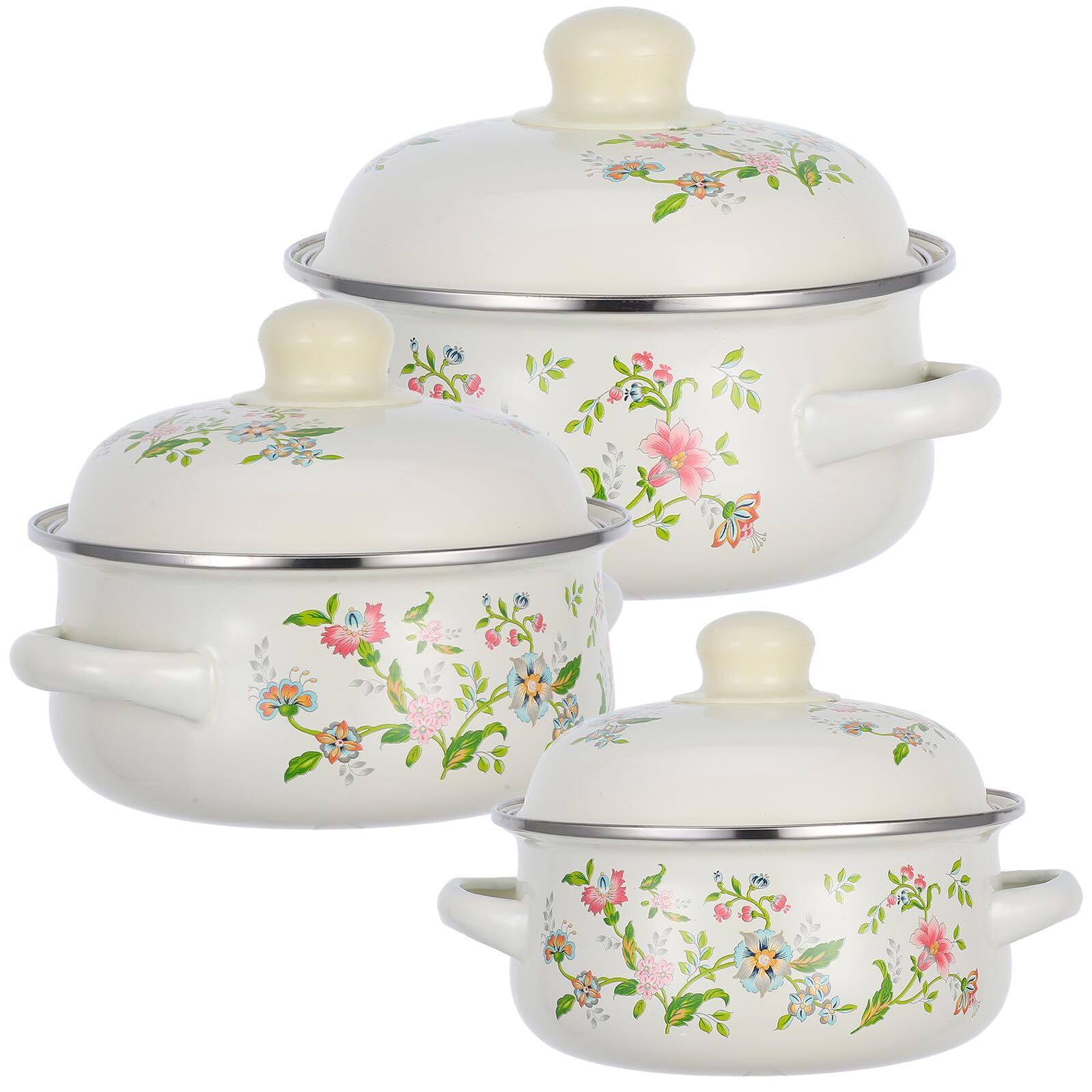 Casseroles émaillées beige haute résistance à la chaleur et design