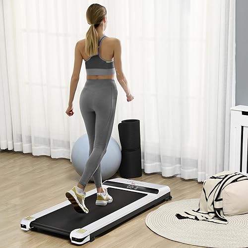 Miniatura 2 de Soozier Under Desk Treadmill, Portable Walking Pad with Foldable Wheels, Remote Control, LED Display, 264 lbs Weight Capacity