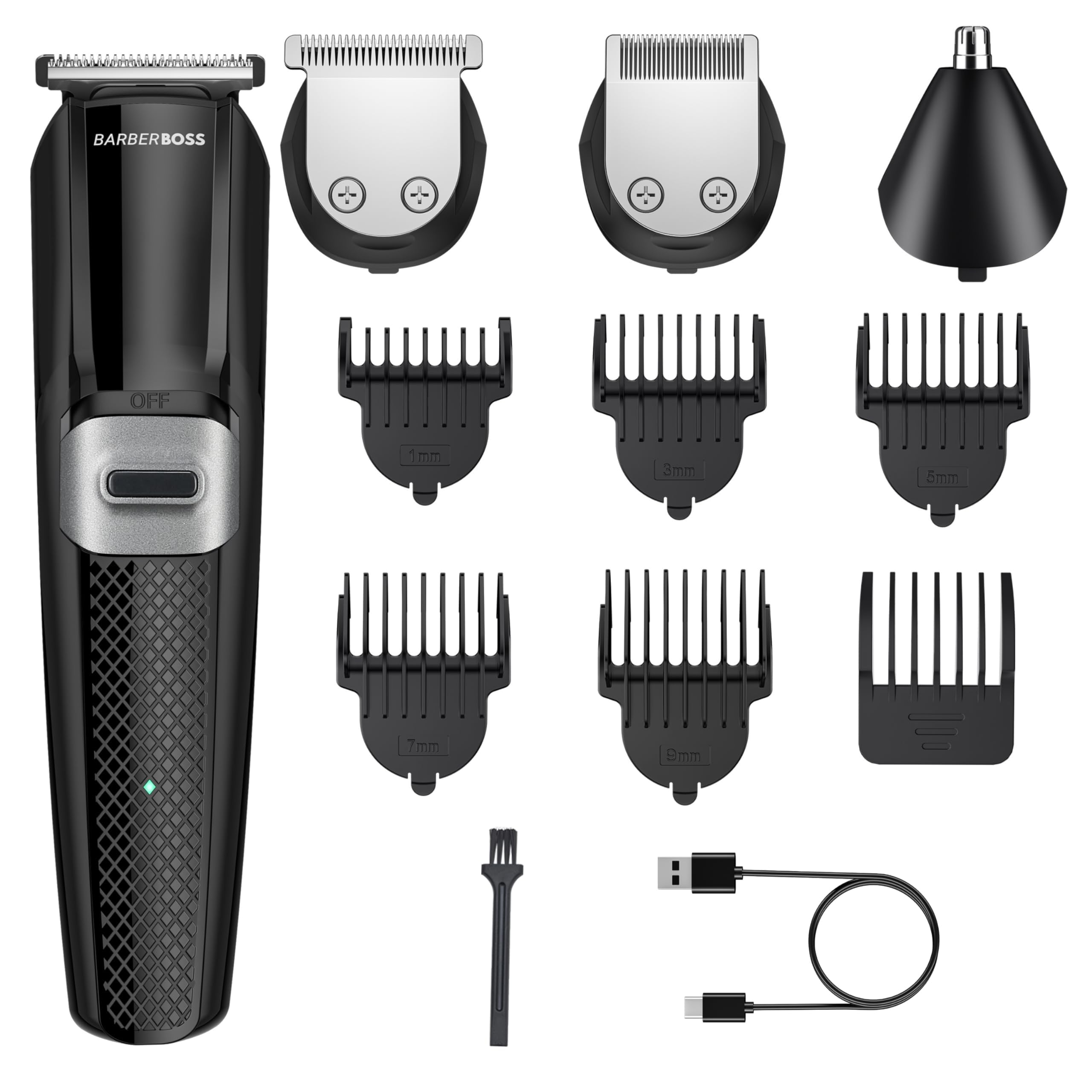 BarberBoss 3-in-1 Men's Grooming Kit, Hair Clippers Men, Hair and Body Trimmer, Nose Hair Groomer for Men, Beard Trimmer, Cordless Clippers for Men's Haircut