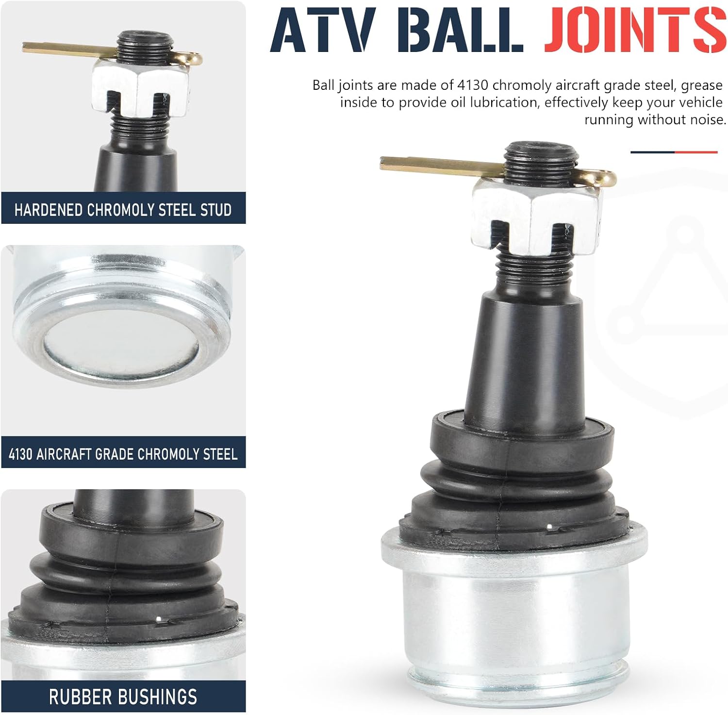Upper and Lower Front Ball Joint for Can-Am Maverick Commander 1000R Max/Maverick X3/Defender HD5 HD7 HD8 HD9 HD10/Outlander Max 650 800R, Replace for 706202044, 706202045, 4 Pcs