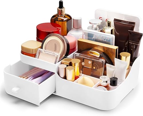 Abiudeng Organizador de maquillaje para cosméticos con cajones, organizador de cuidado de la piel para baño para lápices labiales, joyas, cuidado de