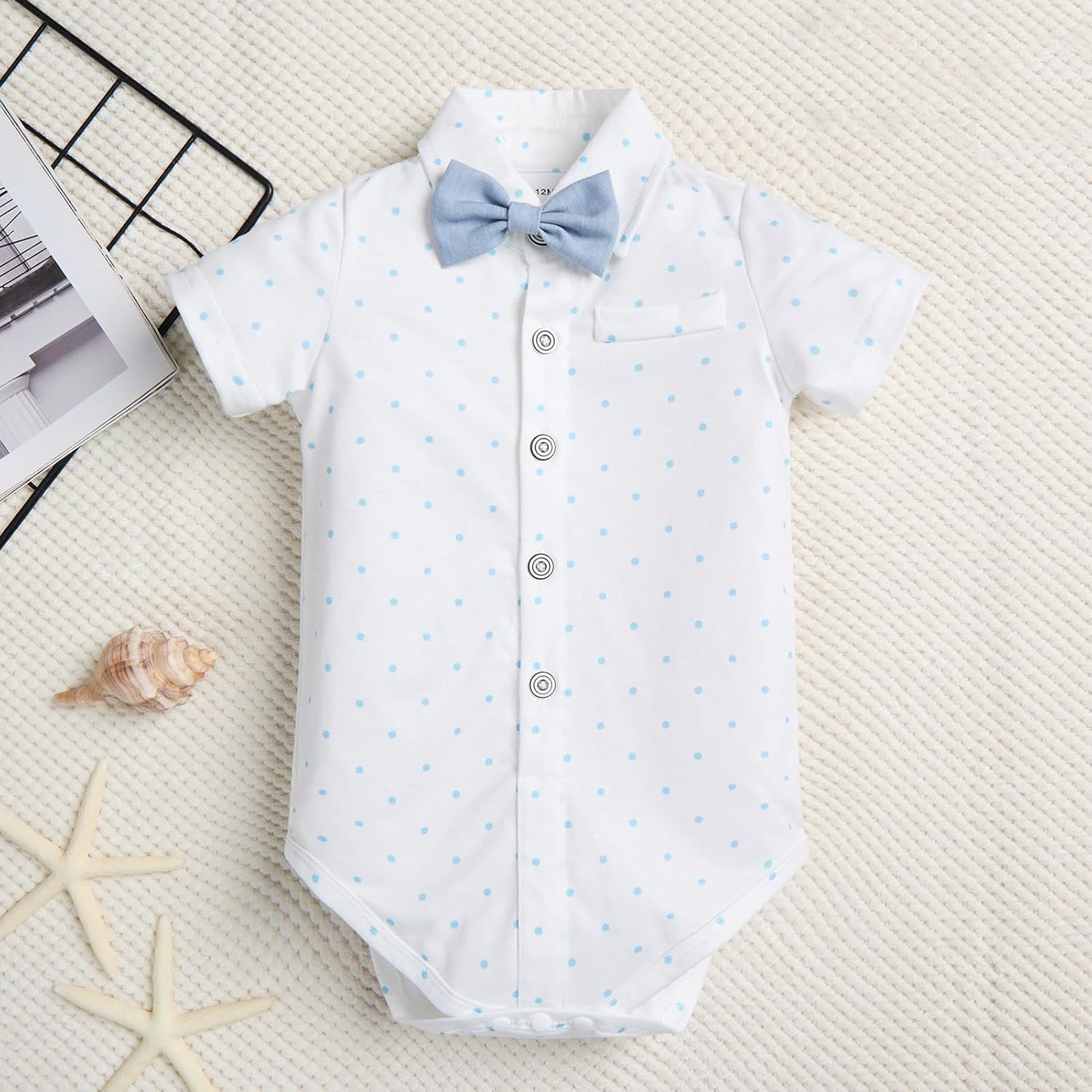 Baby Boy Clothes Gentleman Outfits Infant Bodysuit Short Sleeve Shirt with Bowtie Suspender Pants Suits Set 0-18M - Image 8
