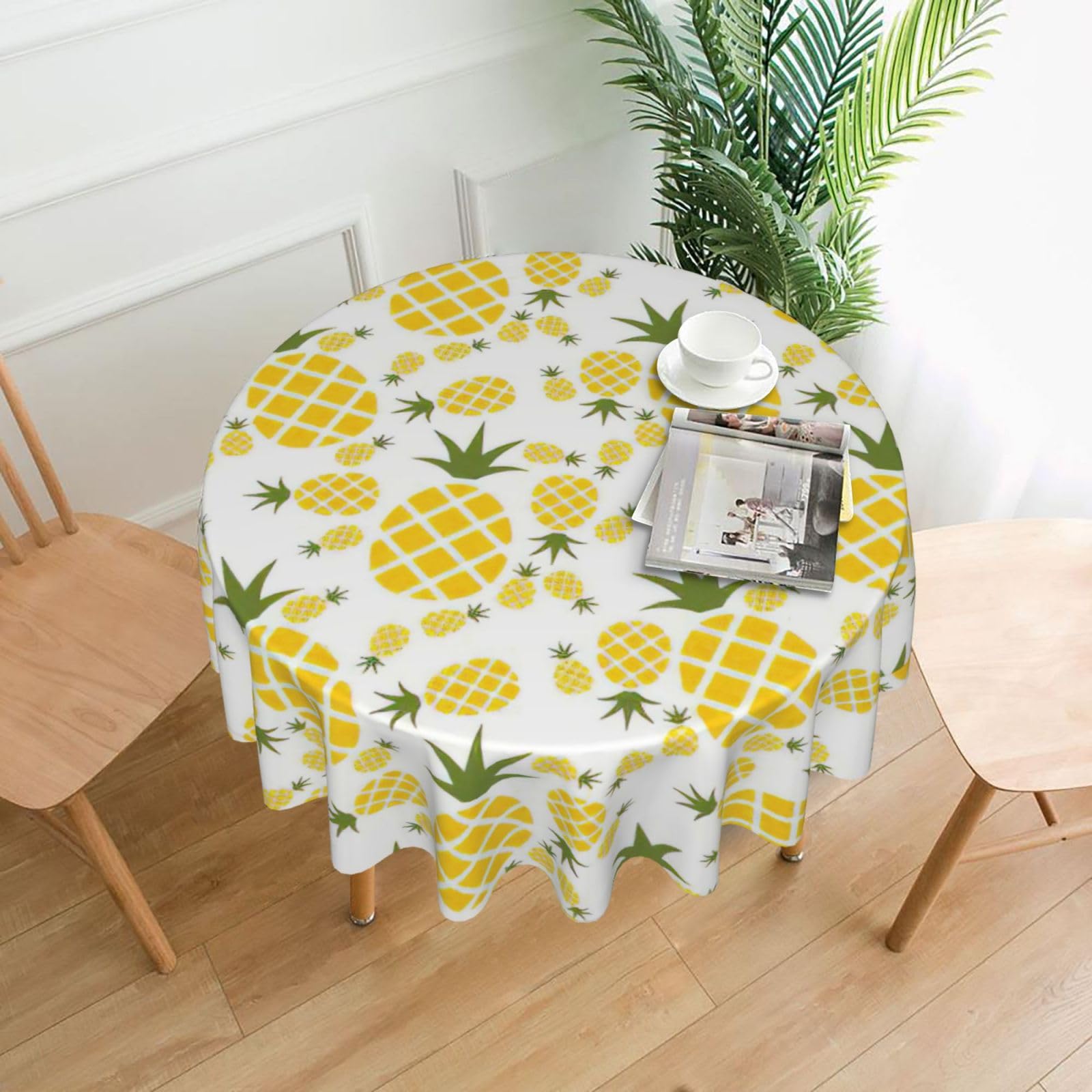 OXbnmm Pineapple.. Print Soft Round Tablecloth 60in Polyester Washable Cover Cozy Gift for Mom Housewarming