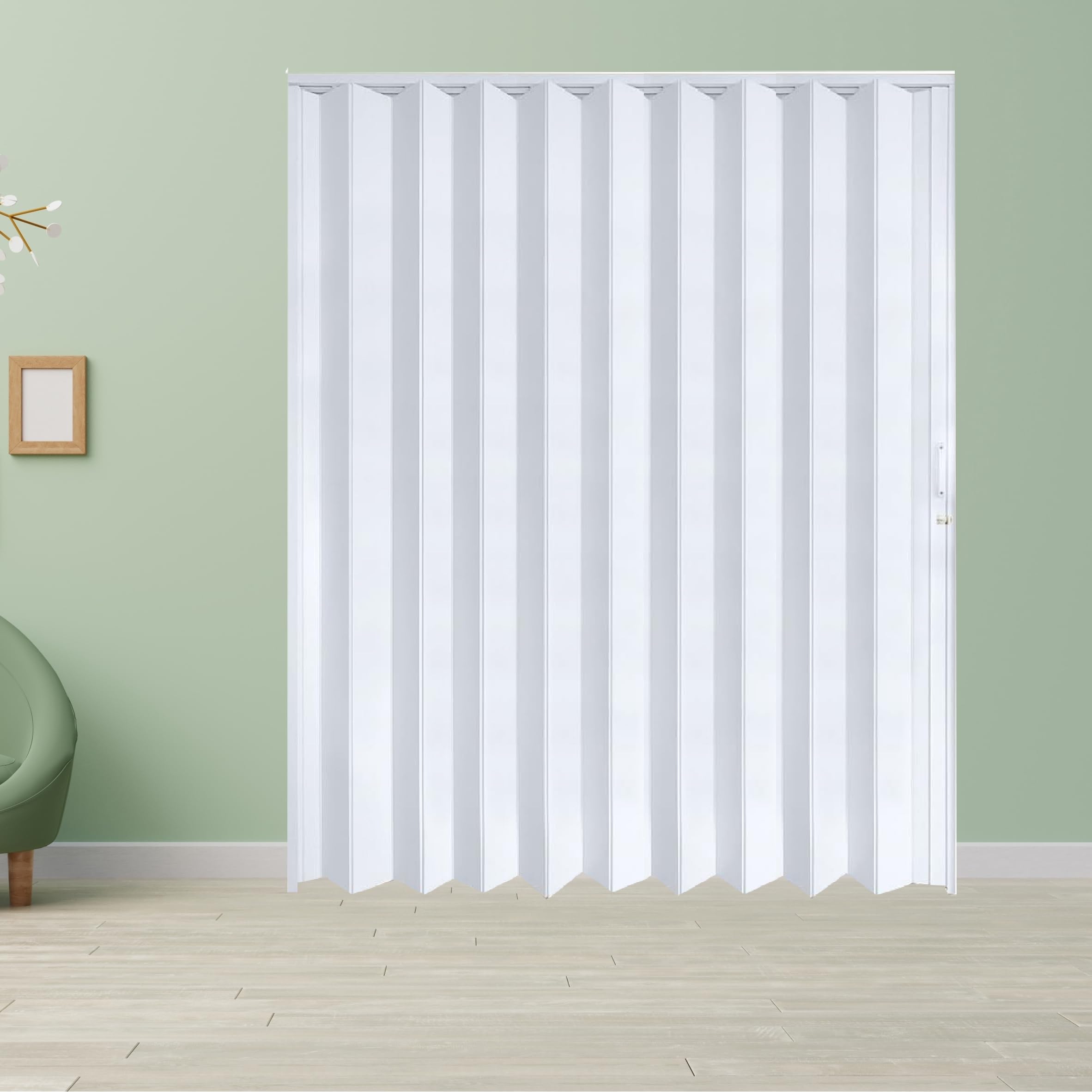 60X80in PVC Accordion Door Interior,Folding Doors for Closet with Simple Installation and Hardware,White