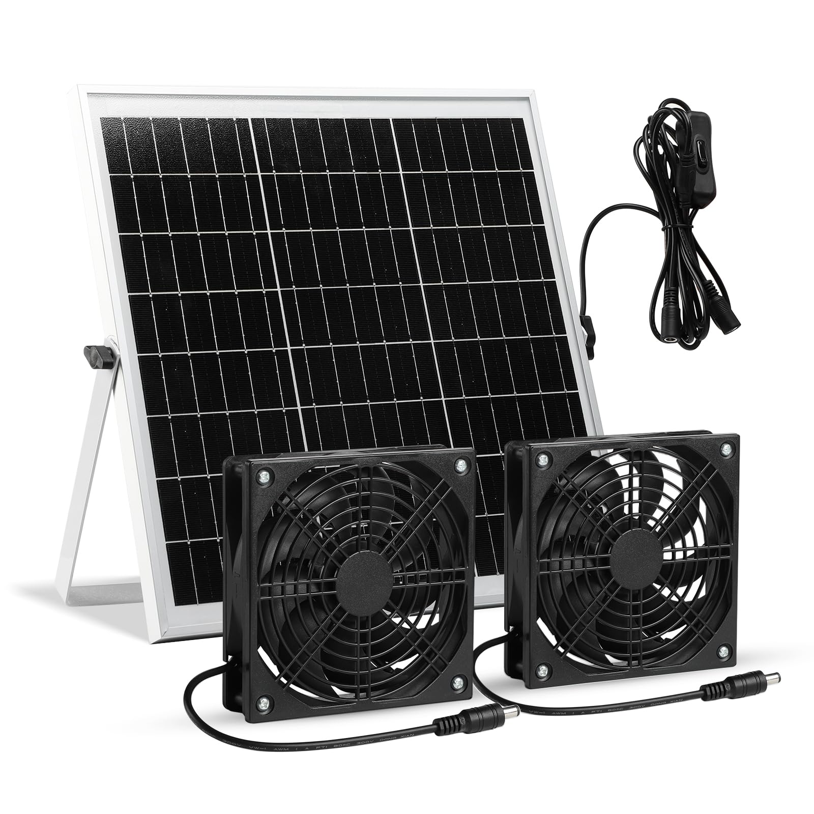 Ventilateur solaire étanche 15 W double ventilateur CC poulaillers serres hangars niches animaux