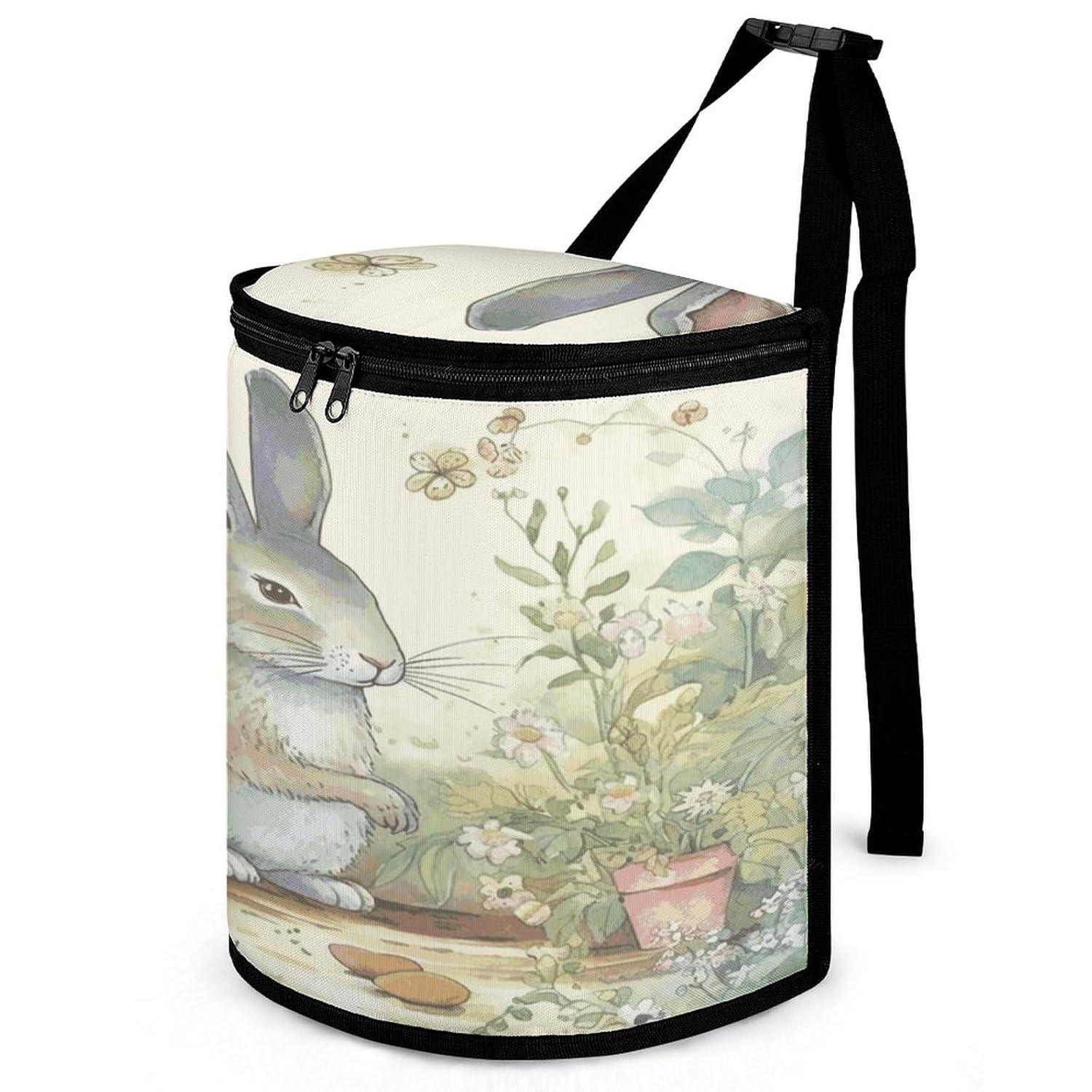 Hanging Car Trash Bag Garden Bunny Printed Car Garbage Storage Bag Leakproof Car Trash Can Portable Garbage Storage Bags