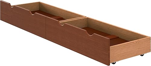 Cajones de almacenamiento para debajo de la cama, juego de 2, organizadores de madera, se adapta a marcos de cama de 9.75 pulgadas de alto o más,