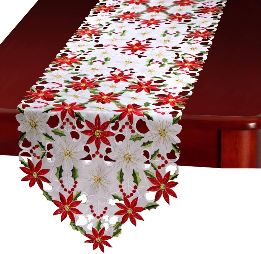 Christmas Rectangle Embroidered Table Runners,Luxury