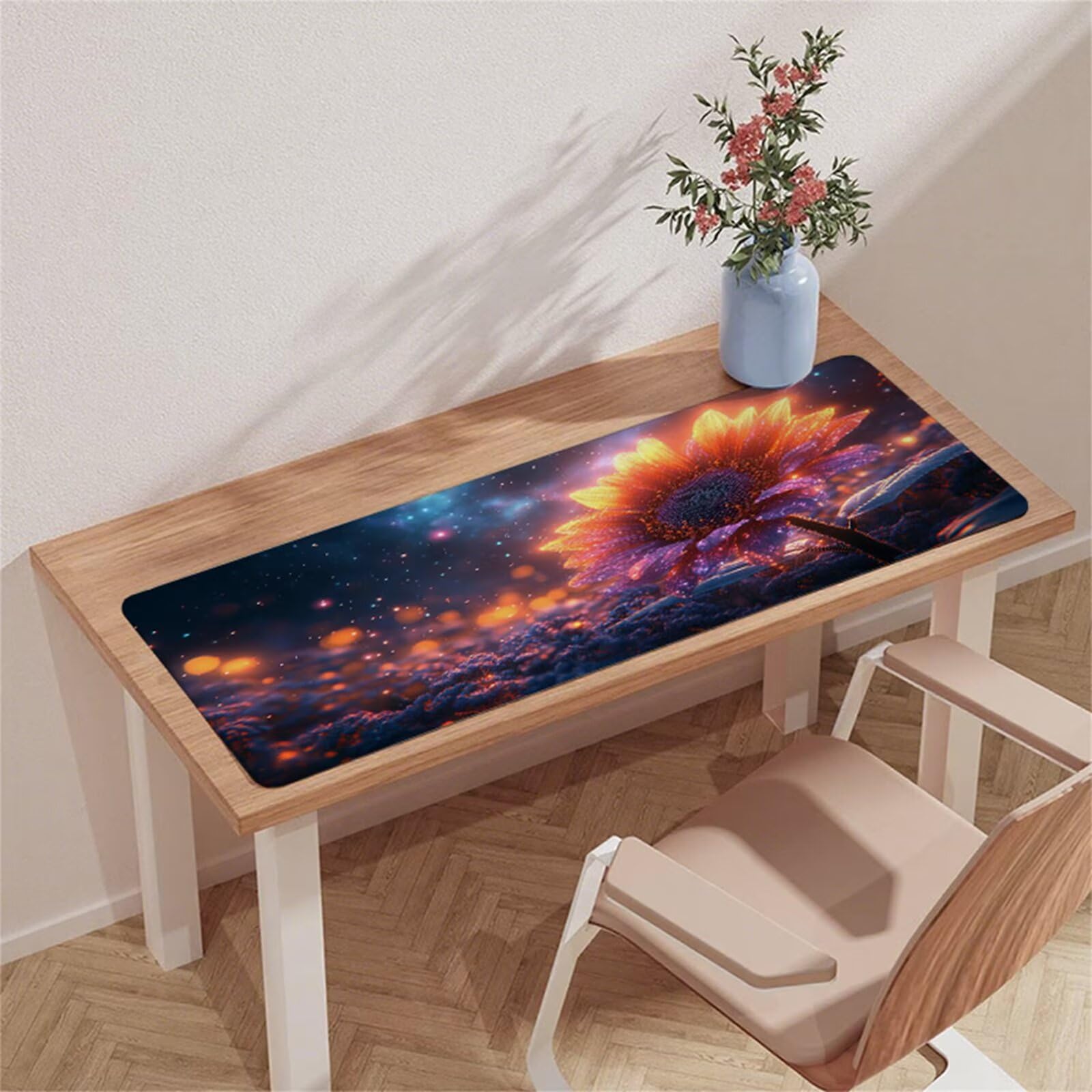 Czarna podkładka pod mysz do gier XXL podkładka pod mysz 1600 x 800 x 3 mm podkładka pod mysz pod biurko wodoodporna podkładka pod mysz słonecznik z antypoślizgową gumową podstawą szyte krawędzie mata