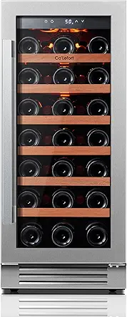 Ca'Lefort 15 Inch Wine Fridge, 33 Bottle Wine Cooler Refrigerator, 40-65°F Wine Refrigerator Glass Door, 3 LED Wine Fridge, Built-in or Freestanding Wine Fridge for Home/Bar/Kitchen (3.0 cu.ft)
