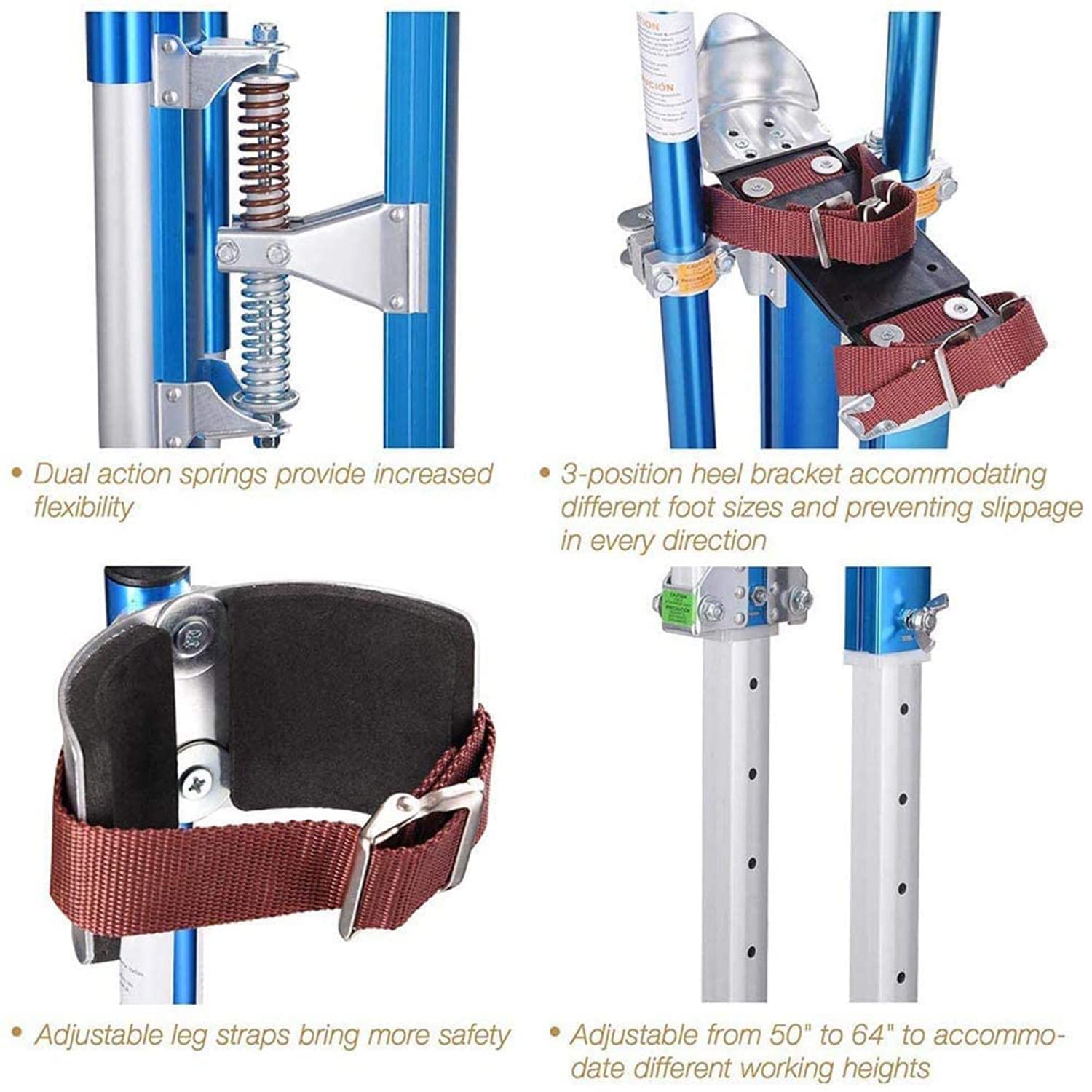 Szczudła do płyt gipsowo-kartonowych Szczudła dekoracyjne Szczudła dwustronne Quad Lock 15"-64" Regulowane aluminiowe szczudła do płyt gipsowo-kartonowych Tynkowanie budowlane 24 do 40 cali