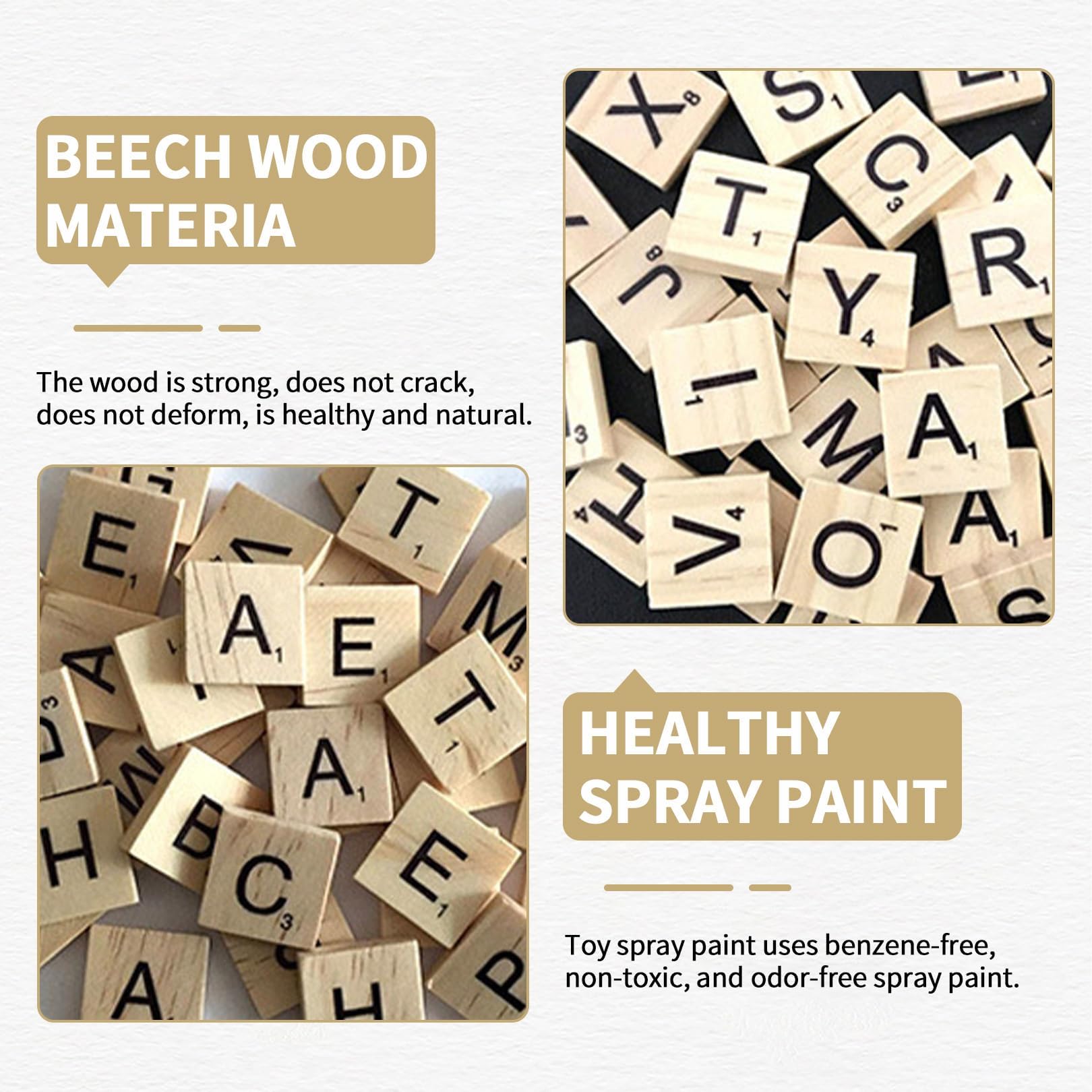 200 Pcs Capital Wooden Letters for Crafts,Scrabble Black Letter Children's Educational Toy for Travel,Play,Help Children Recognize Letter,DIY Projects,Art,Wall Decore,Ideal for Kids,Adults Creating - Image 3
