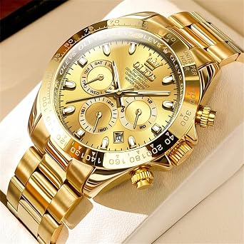 OLEVS Automatic Gold Watches for Men Luxury Classic Stainless Steel Calendar Luminous Waterproof Watches for Men