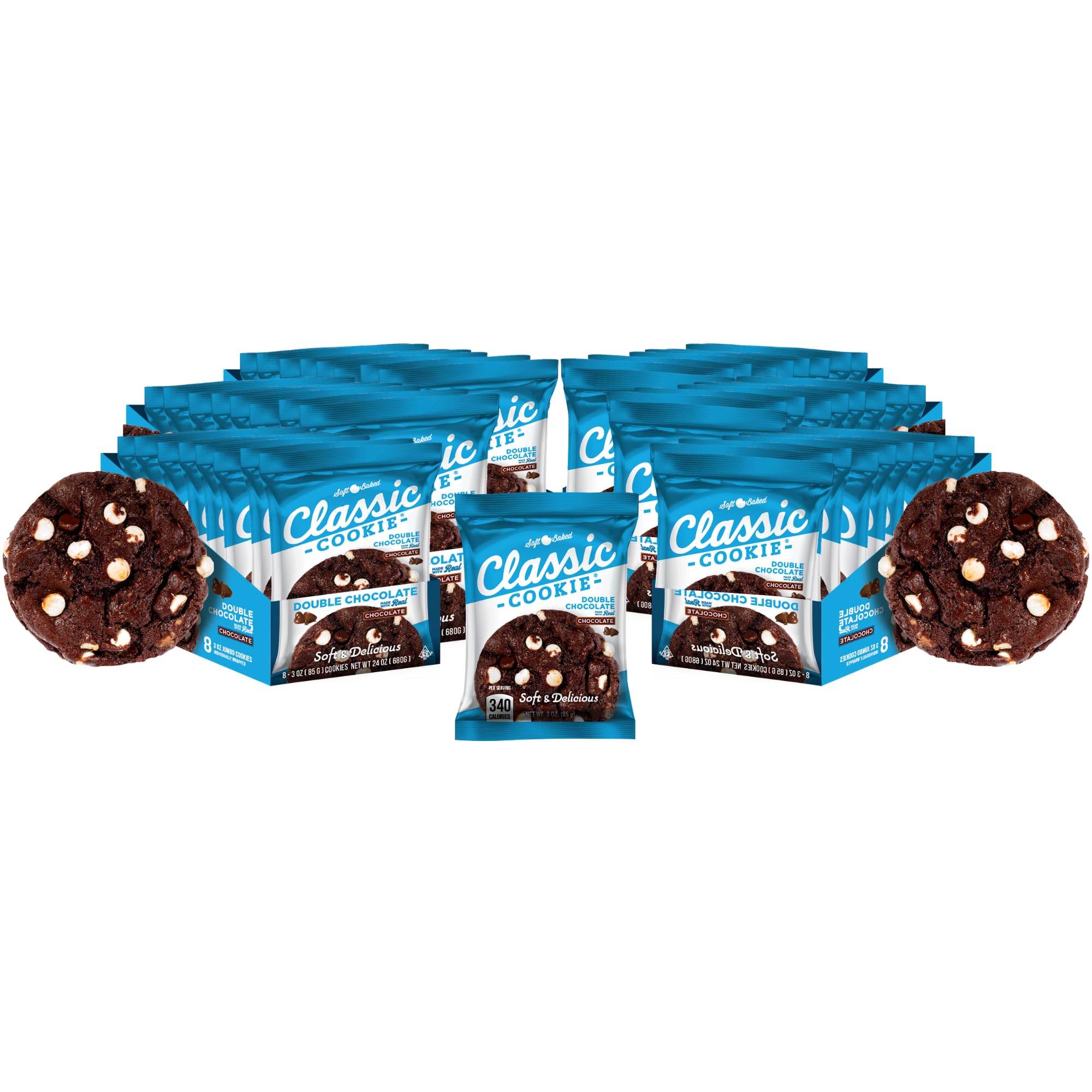 Classic Cookie Soft Baked Double Chocolate Cookies, 6 Boxes, 48 Individually Wrapped Cookies
