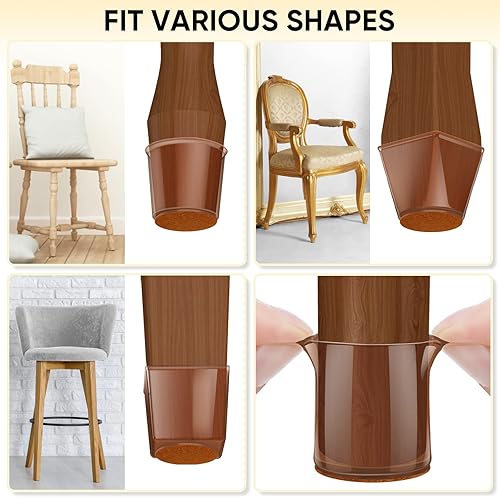Miniatura 57 de BALEINE - Protectores de silicona para patas de silla, tapas protectoras de patas de taburete, tapas antideslizantes para patas de silla para suelos