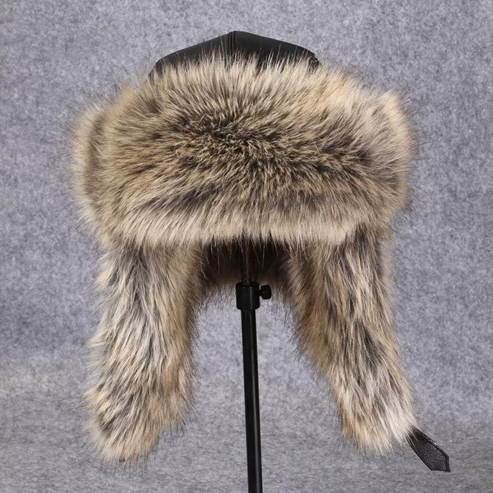 Donne Uomo Inverno Cappello Caldo Pelliccia Sintetica Antivento Cappelli da Sci con Paraorecchie Termico Cappello Russo per Lo Sci all'aperto Berretto in Pelle Aviatore