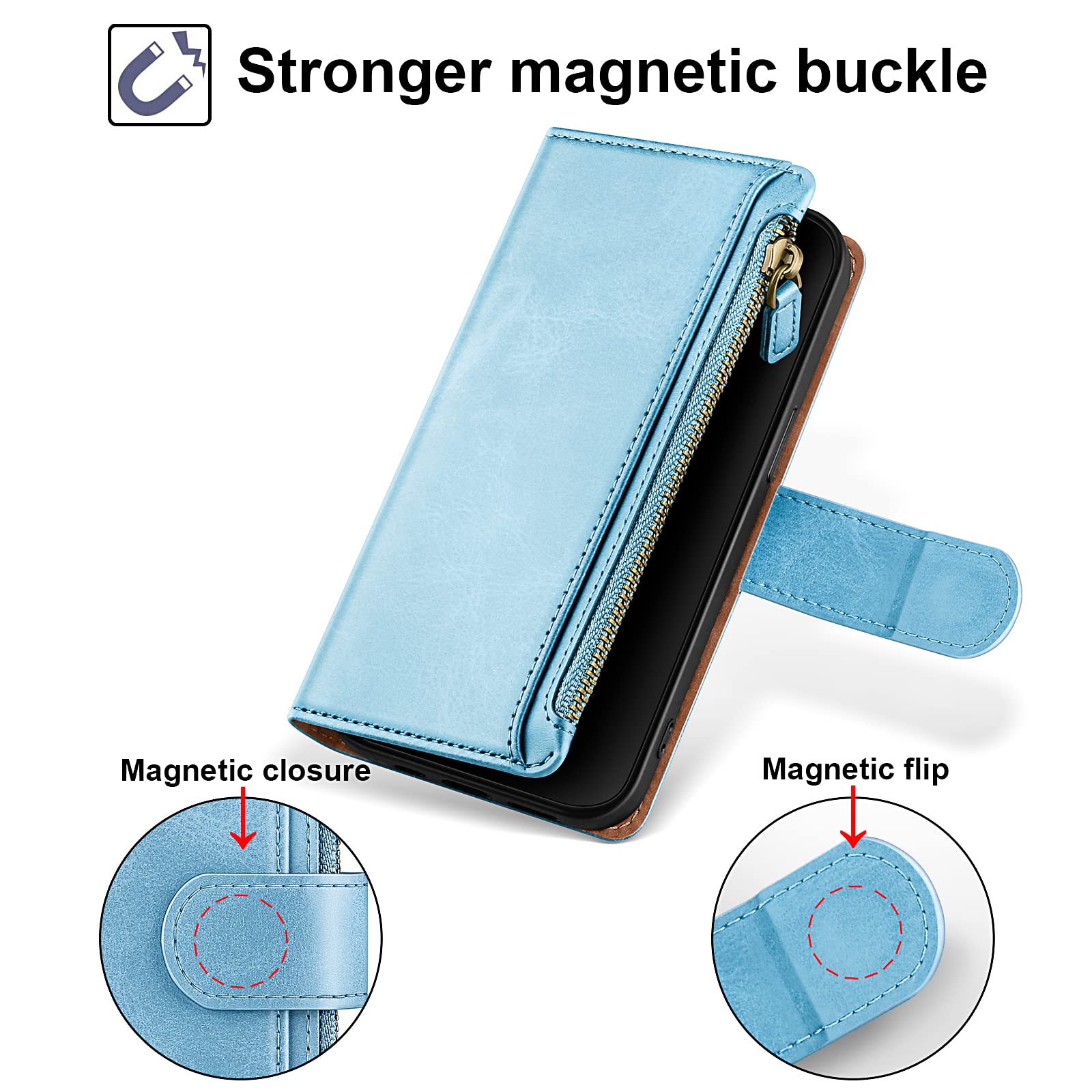 MOJIA Coque Portefeuille Motorola Edge 40 Neo - Cuir PU Vert Menthe - Aimanté + Porte-cartes