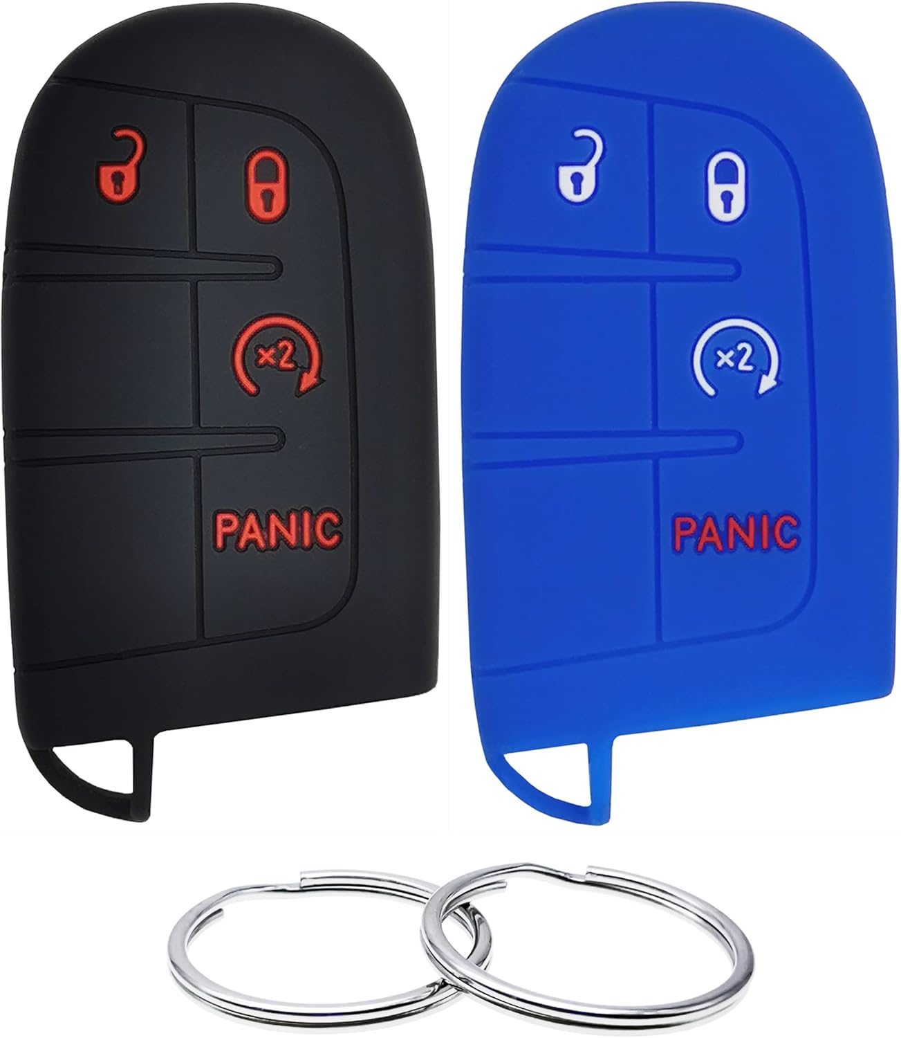 Simple Setup Silicone Rubber Key Fob Cover Compatible with 2011-2019 Chrysler 300 Challenger Charger Dart Durango Journey Fiat 500 500L Compass Grand Cherokee Renegade M3N-40821302 M3M-40821302