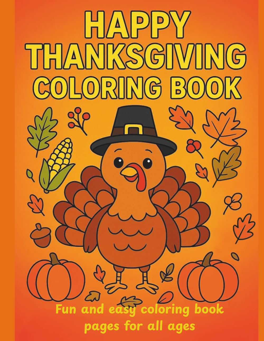 Happy Thanksgiving Coloring Book: Fun and easy coloring book pages for all ages