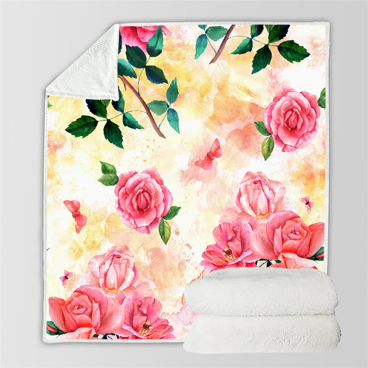 Couvertures Fleurs Blanket pour Canapé et Chambre à Coucher 100x130