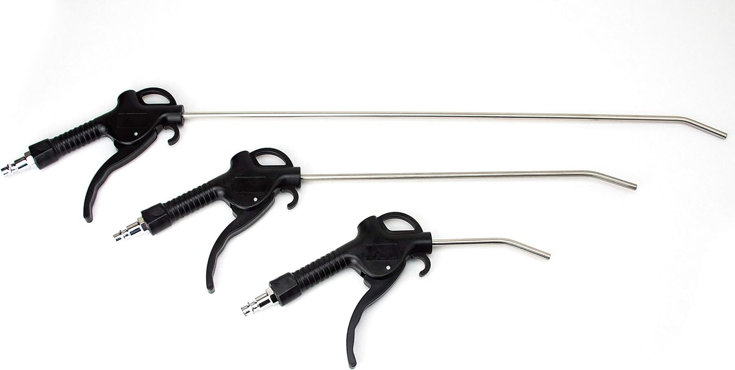 VCT Deluxe Air Blow Gun with 4, 12, and 20 Long Angled Nozzle