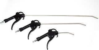 VCT Deluxe 3-Piece Air Blow Gun Kit: 4", 12", 20" Angled Nozzles - Ergonomic Pistol Grip for Air Compressors