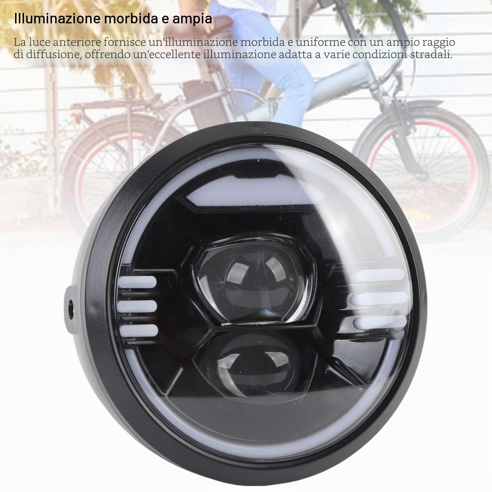 XUMIUZIY Luce della Testa in Bicicletta Elettrica, Semplice Installazione di Fari per Bici Elettrici Uniformi per Gite Notturne
