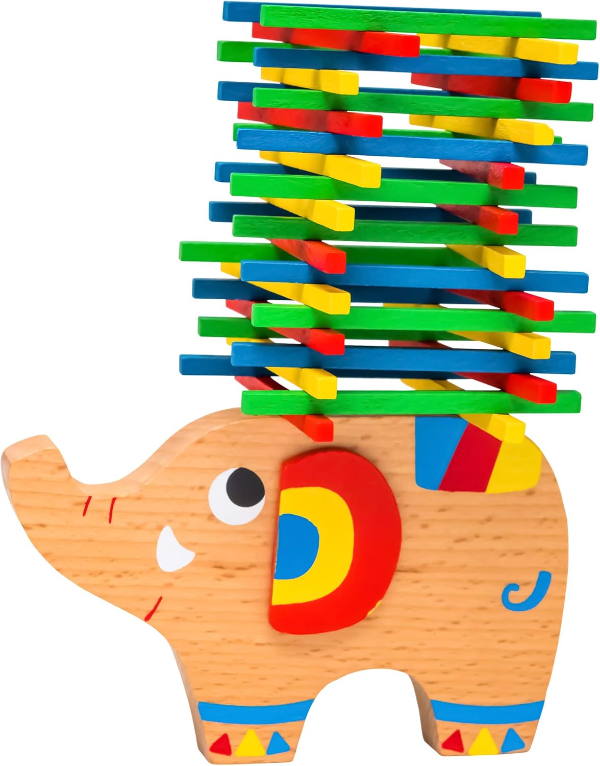 Juguete de madera para apilar con elefante de Montessori Natureich para el desarrollo de la destreza con palitos Colorido