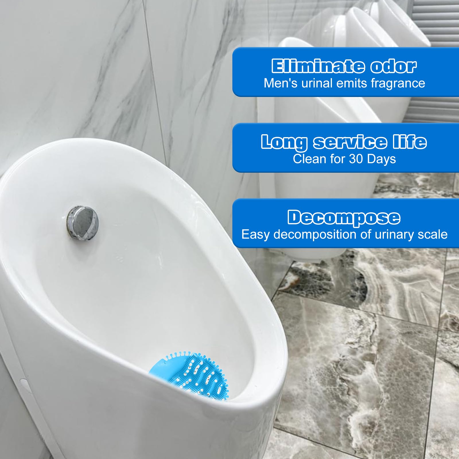 Produktbild von 24 Stück Urinalsieb Mit Duft – EVA, 16,7 Cm, Spritzgeschützt, Mit Datumserinnerung – Für WC, Gäste-WC & öffentliche Toiletten – 3 Farben