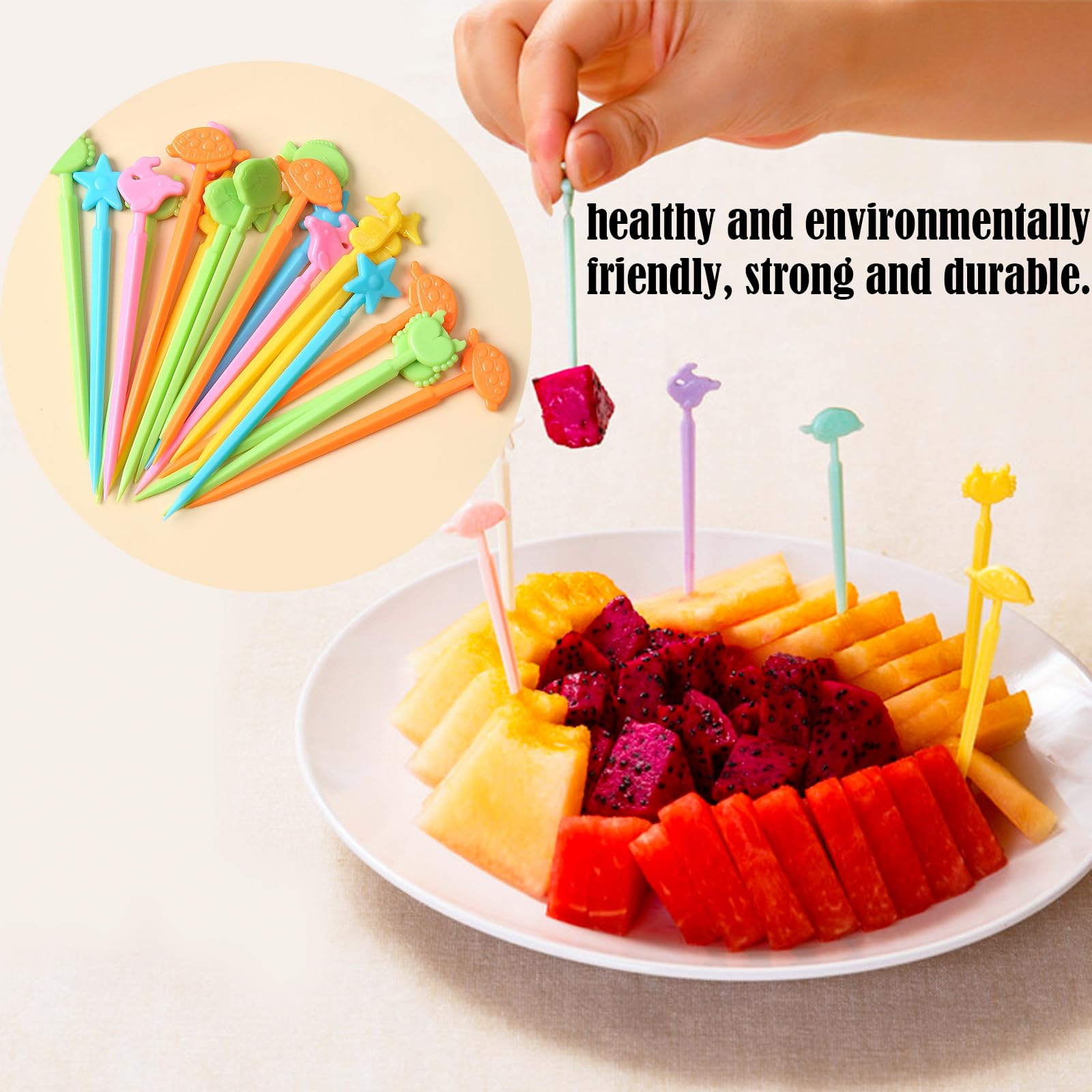 Kireida® 16 Pièces Mignon Mini Tournesol Coccinelle Fourchettes à Fruits Enfants Boîte à Bento En Plastique Accessoires Pour Enfants/Adultes, Plastique De Haute Qualité, Facile à Nettoyer