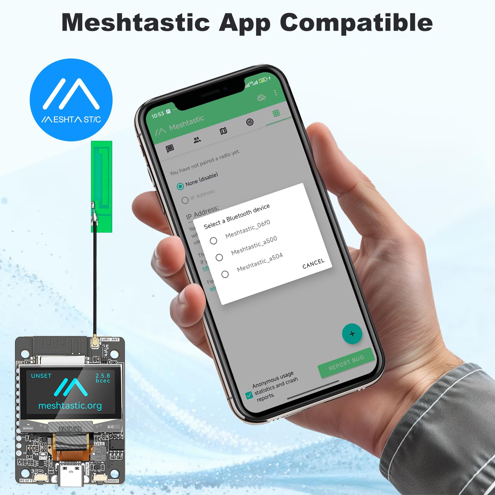 ThinkNode M2 LoRa Dev Board – Meshtastic, ESP32-S3, SX1262, Display OLED 1.3", Antenna 868 MHz, Batteria 1000mAh, WiFi E BLE